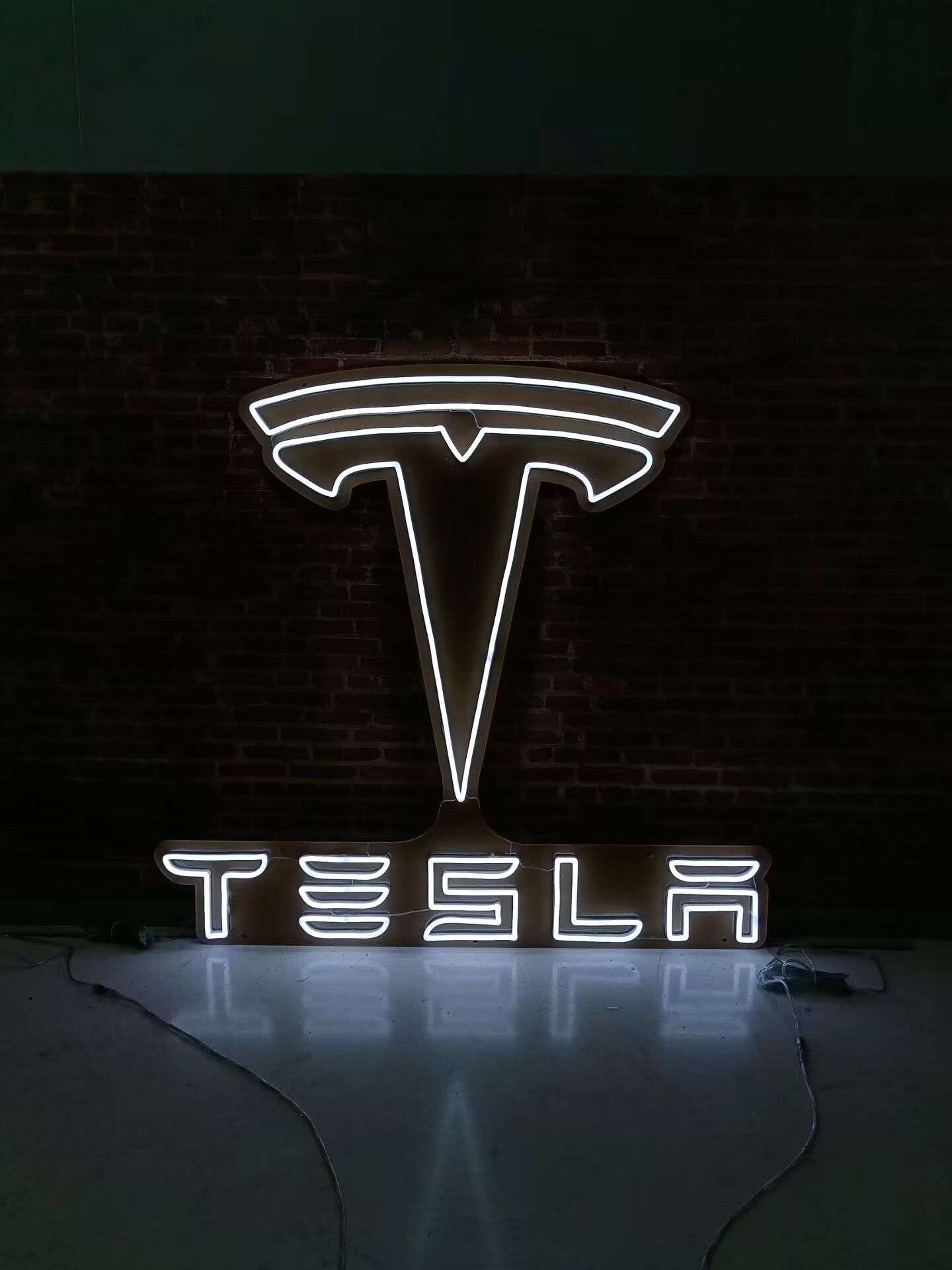 White Tesla LED neon sign