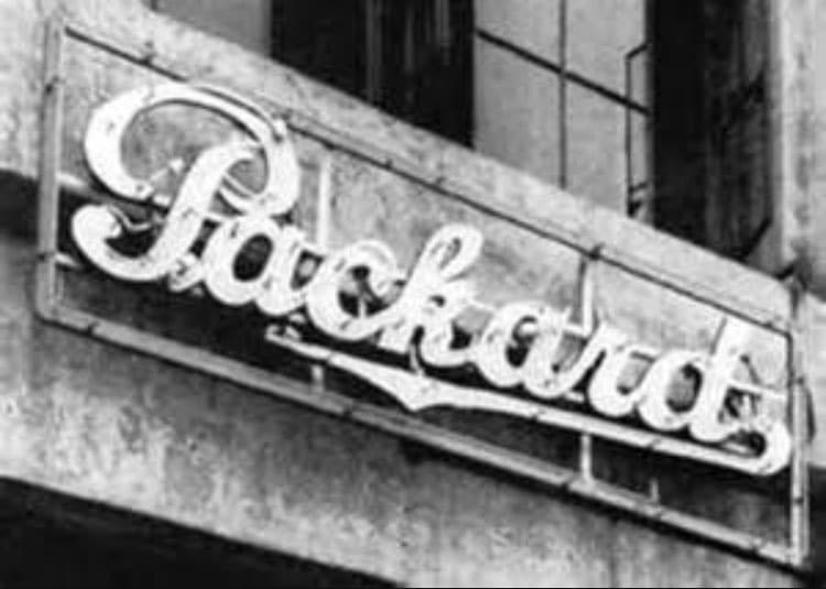 The first neon sign in the USA - the "Packard" neon sign circa 1923