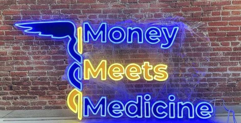 Money Meets Medicine business sign