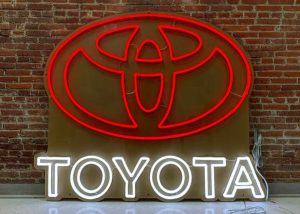 Toyota sign in red and white