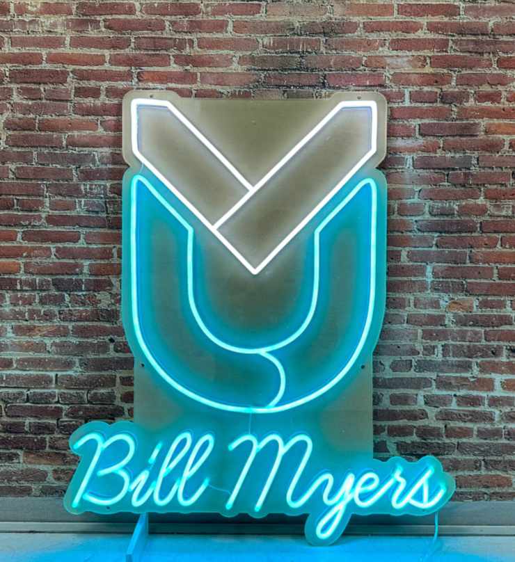 Business sign made for Bill Myers - blue LED