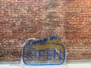 Blue LED - "Come in we are open"