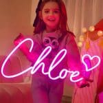 Chloe with small pink love heart