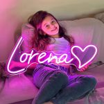 Lorena with love heart in pink LED