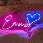 Emma in pink with love heart in blue