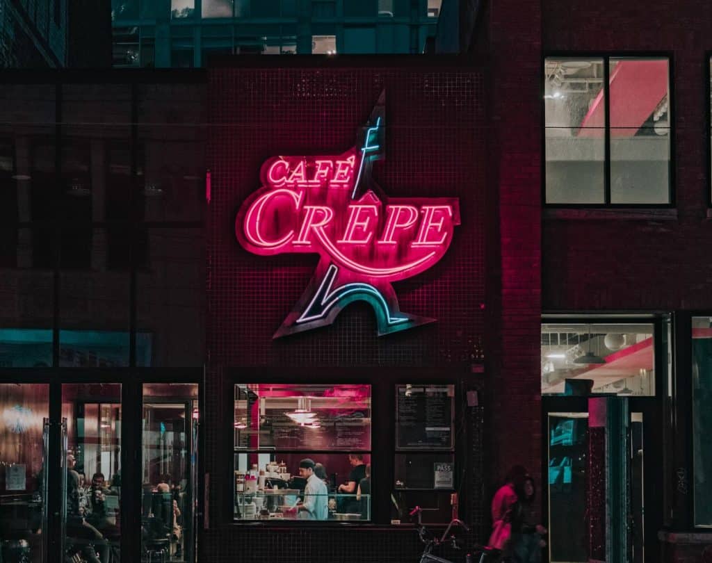 Colorful neon restaurant sign