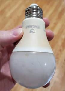 What burned-out LED bulbs look like - notice the discoloration on the plastic